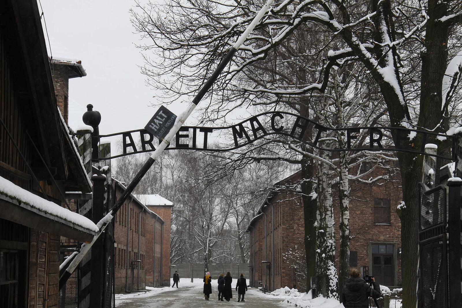 Auschwitz I giriş kapısı, kurtuluşun 70. yılındaki anma · 27 Ocak 2015